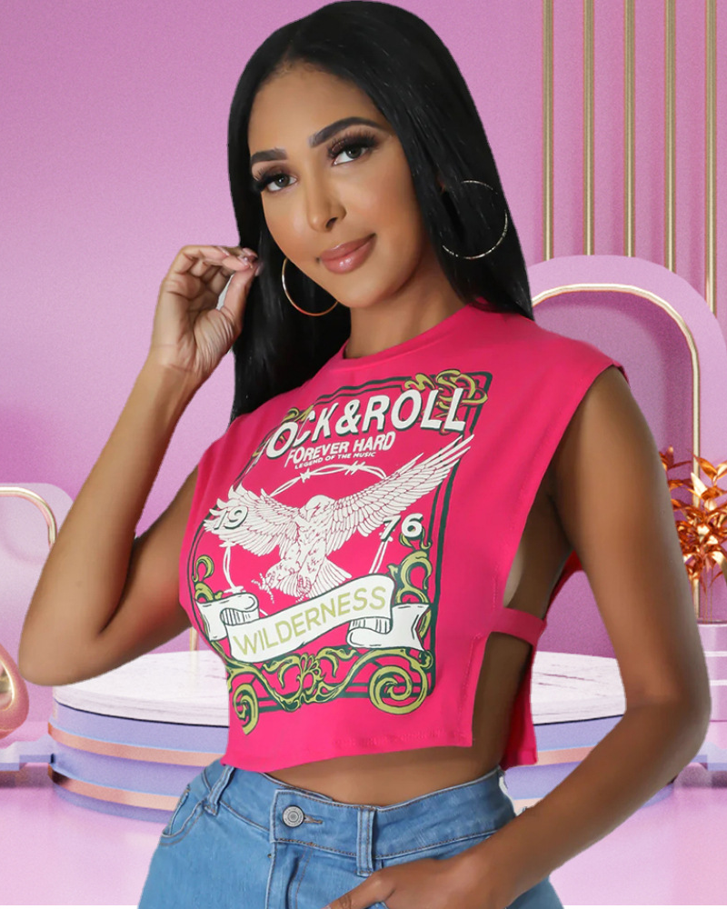 Vintage Car Open Sides Crop Top