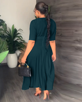 Ruched Asymmetrical Maxi Dress