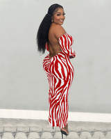 Zebra print backless maxi dress