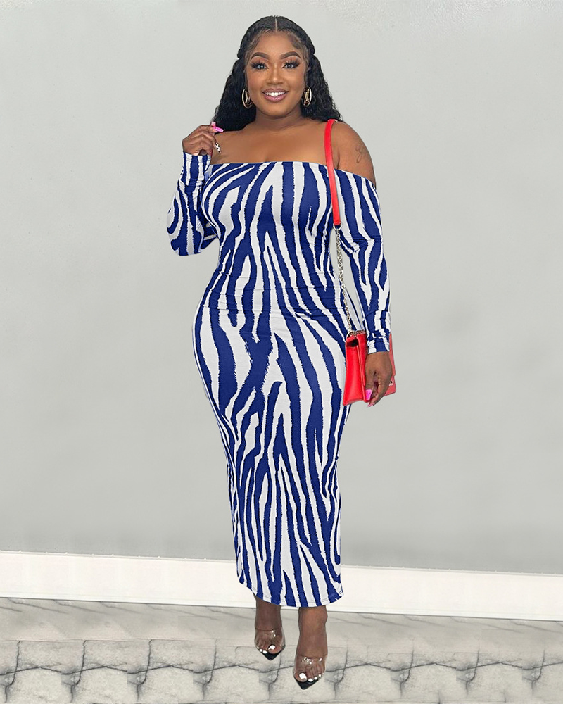 Zebra print backless maxi dress