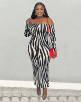 Zebra print backless maxi dress