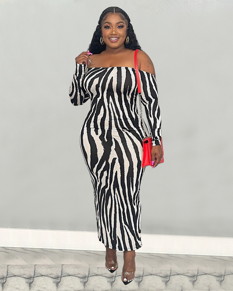 Zebra print backless maxi dress