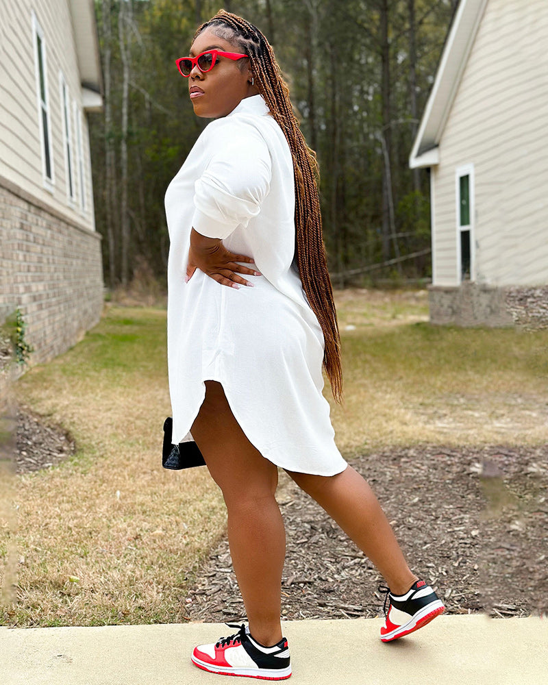 OVERSIZED BUTTON DOWN SHIRT DRESS