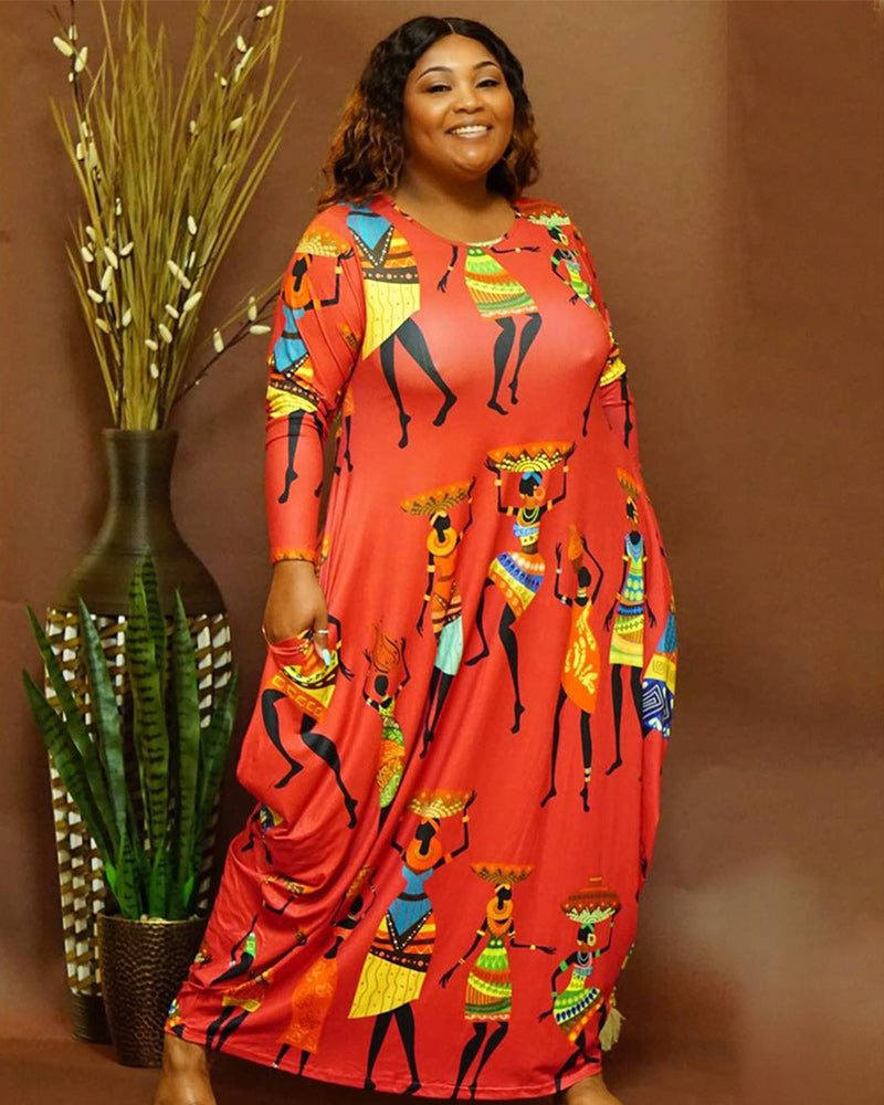 Elegant printed plus size dress