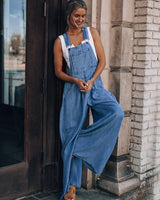 Wide Leg Denim Overalls