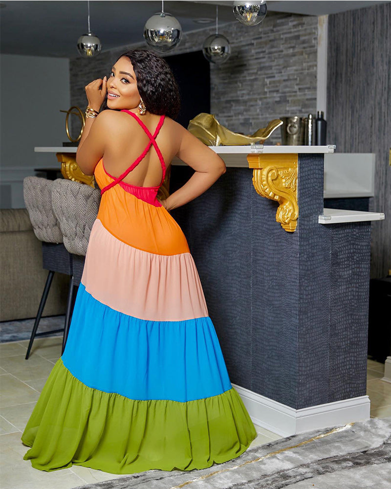 Color Block Maxi Dress