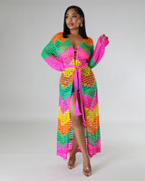 Multicolor Knit Cutout Beach Cape