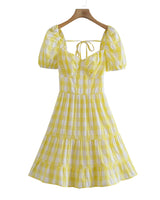 Yellow Ruffle Hem Midi Dress