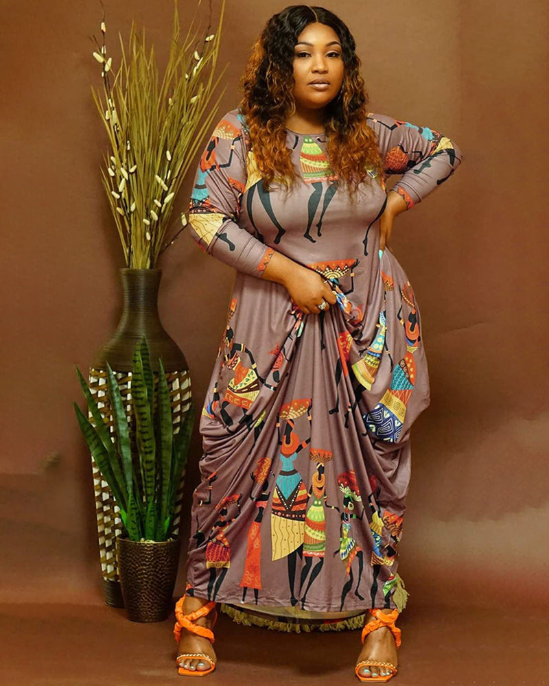 Elegant printed plus size dress