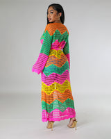 Multicolor Knit Cutout Beach Cape