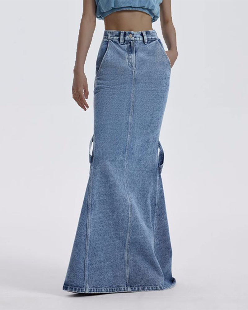 Mermaid denim maxi skirt