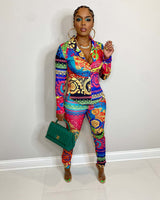 Colorful printed pants set