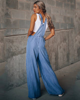 Wide Leg Denim Overalls