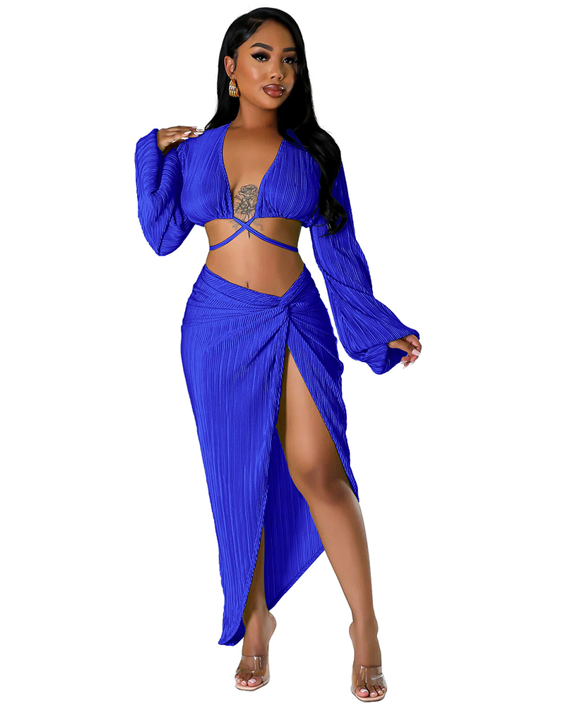 Rhythm Of The Night Plisse Skirt Set