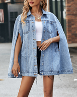 Denim poncho jacket