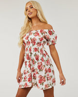 Floral Print Puff Sleeve Mini Dress