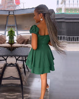 Solid Color Pleated Dress