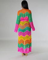 Multicolor Knit Cutout Beach Cape