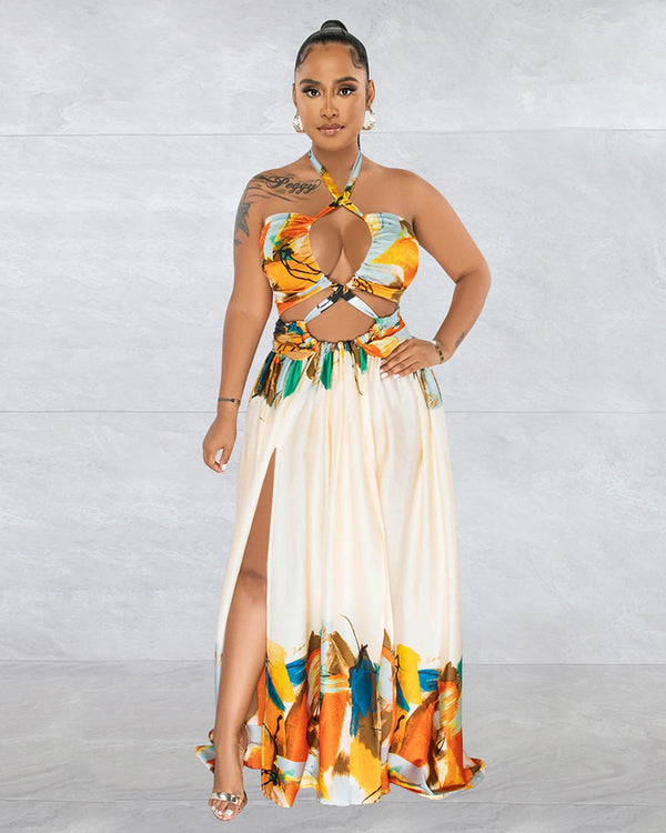 Bird Of Paradise Slit Maxi Dress