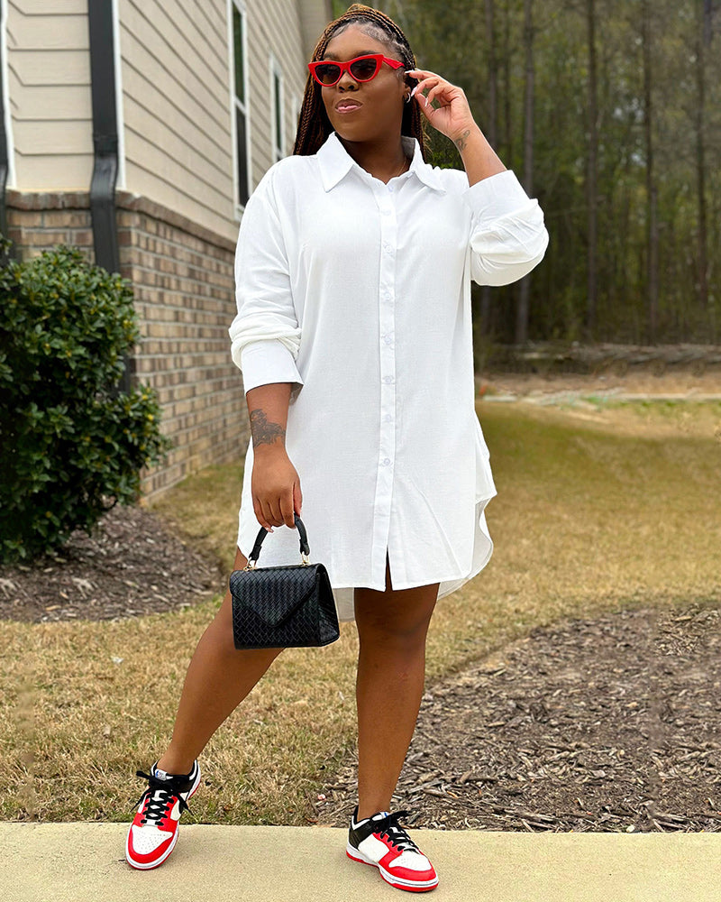 OVERSIZED BUTTON DOWN SHIRT DRESS