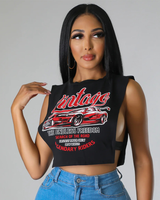 Vintage Car Open Sides Crop Top