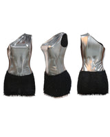 Mina Metallic Fuzzy Mini Skirt Set