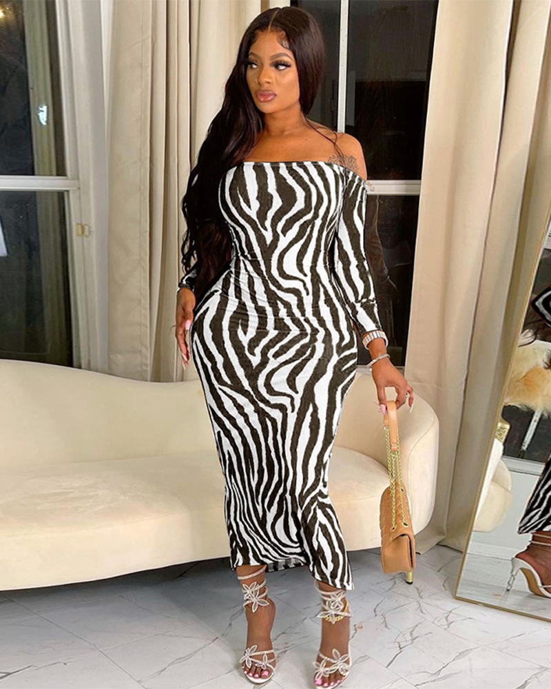 Zebra print backless maxi dress