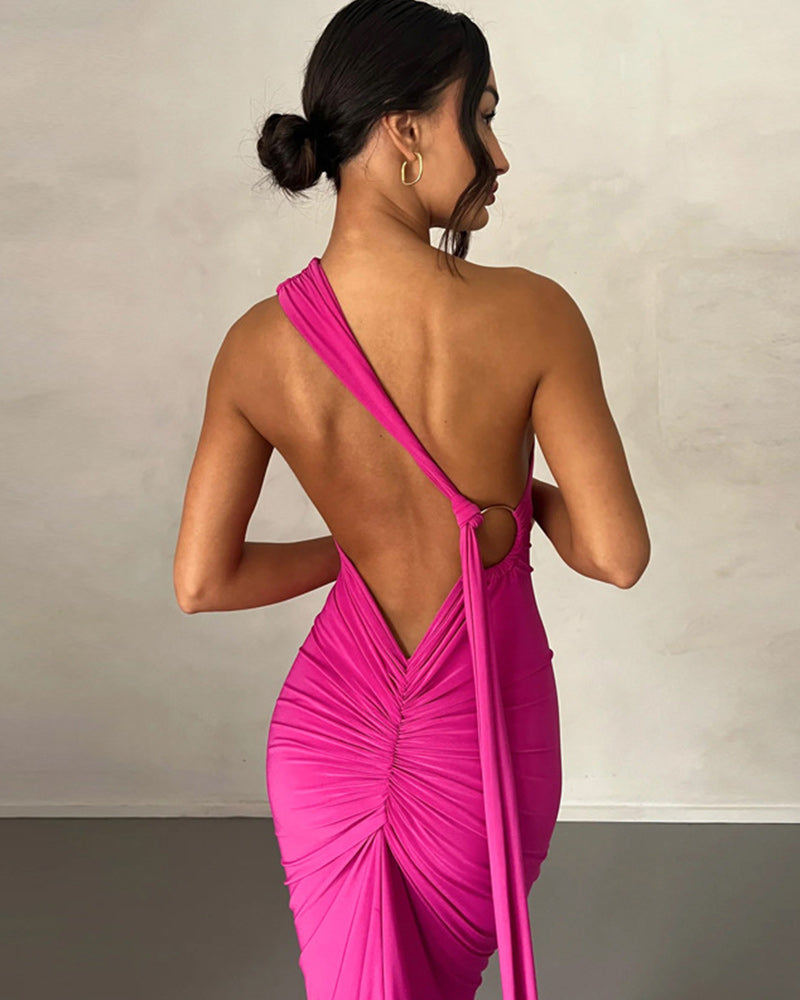 Backless Fold Slim Dress