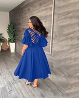 Trendy Ruffled Sleeve Midi Dress