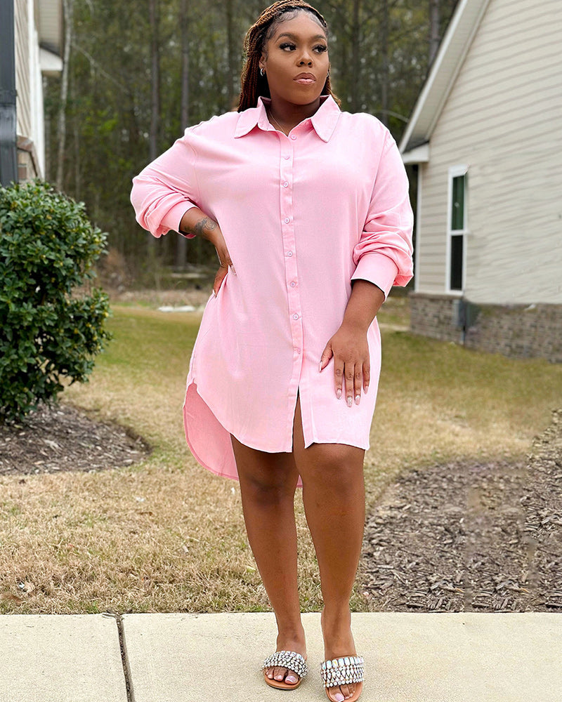 OVERSIZED BUTTON DOWN SHIRT DRESS