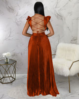 Sexy Backless Pleated Maxi Dress