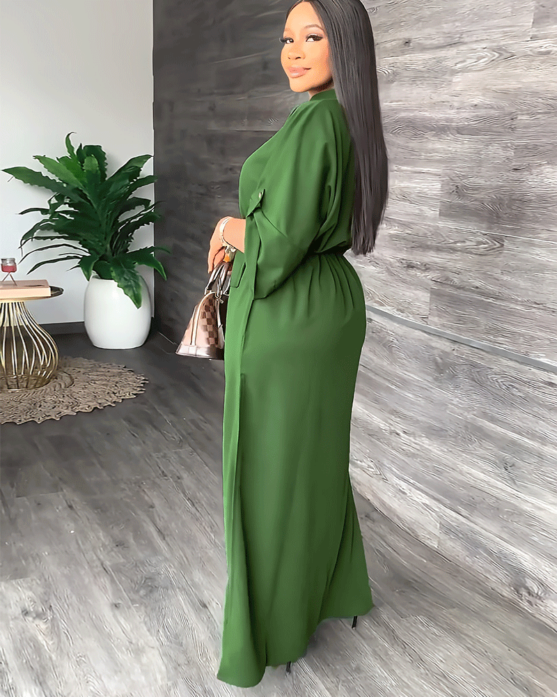 Loose Split Lace-up Dress