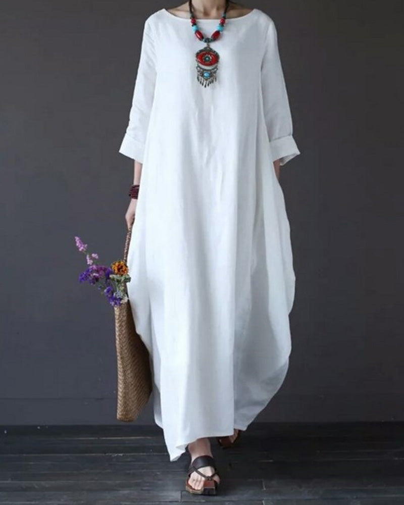 COMFY LINEN TUNIC DRESS