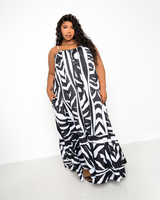 ANIMAL PRINT VOLUMINOUS MAXI DRESS