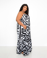 ANIMAL PRINT VOLUMINOUS MAXI DRESS