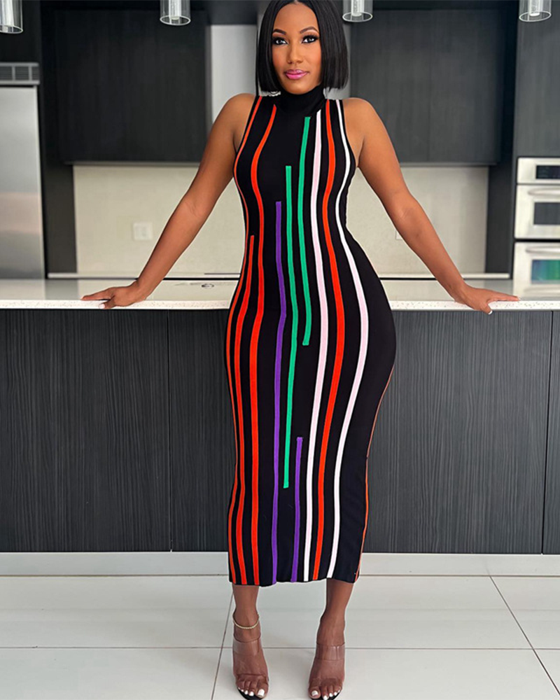 Love Craze Striped Midi Dress