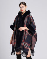 Fur Collar Hooded Shawl