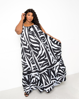 ANIMAL PRINT VOLUMINOUS MAXI DRESS