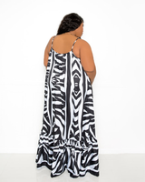 ANIMAL PRINT VOLUMINOUS MAXI DRESS