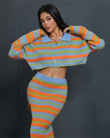Knitted Slim Slit Skirt Sets