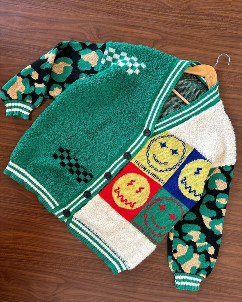 Emoji Relaxed Fit Fuzzy Sweater