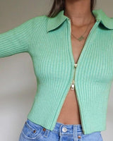 double zip knitted sweater