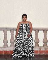 ANIMAL PRINT VOLUMINOUS MAXI DRESS