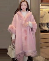 Fur Collar Hooded Shawl