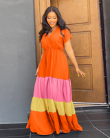 Color Block Loose Maxi Dress